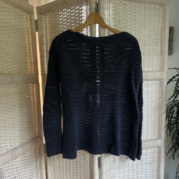 LOFT crochet knit boat neck sweater. - Picture 2 of 3